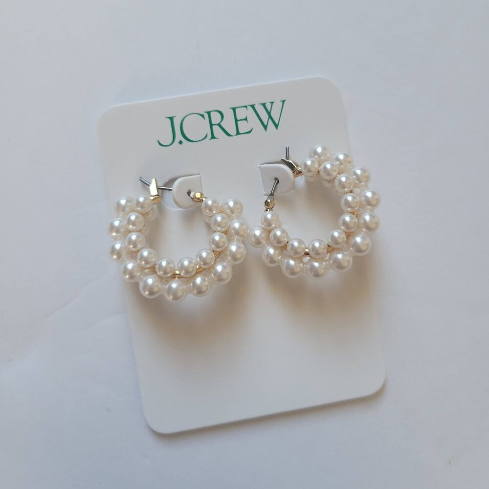 NWT [J. Crew] Layered mini-pearl hoop earrings